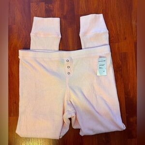 Free Press Womens Pink Faux Fly Elasticized Waistband Rib Knit Pajama Pants